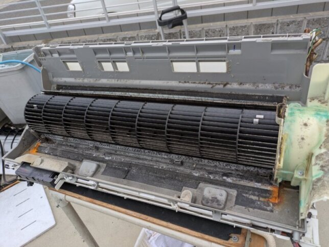 ダイキンを分解した所ファンとドレンパン