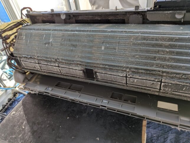 こちらのダイキンの熱交換器のお掃除機能を外した所