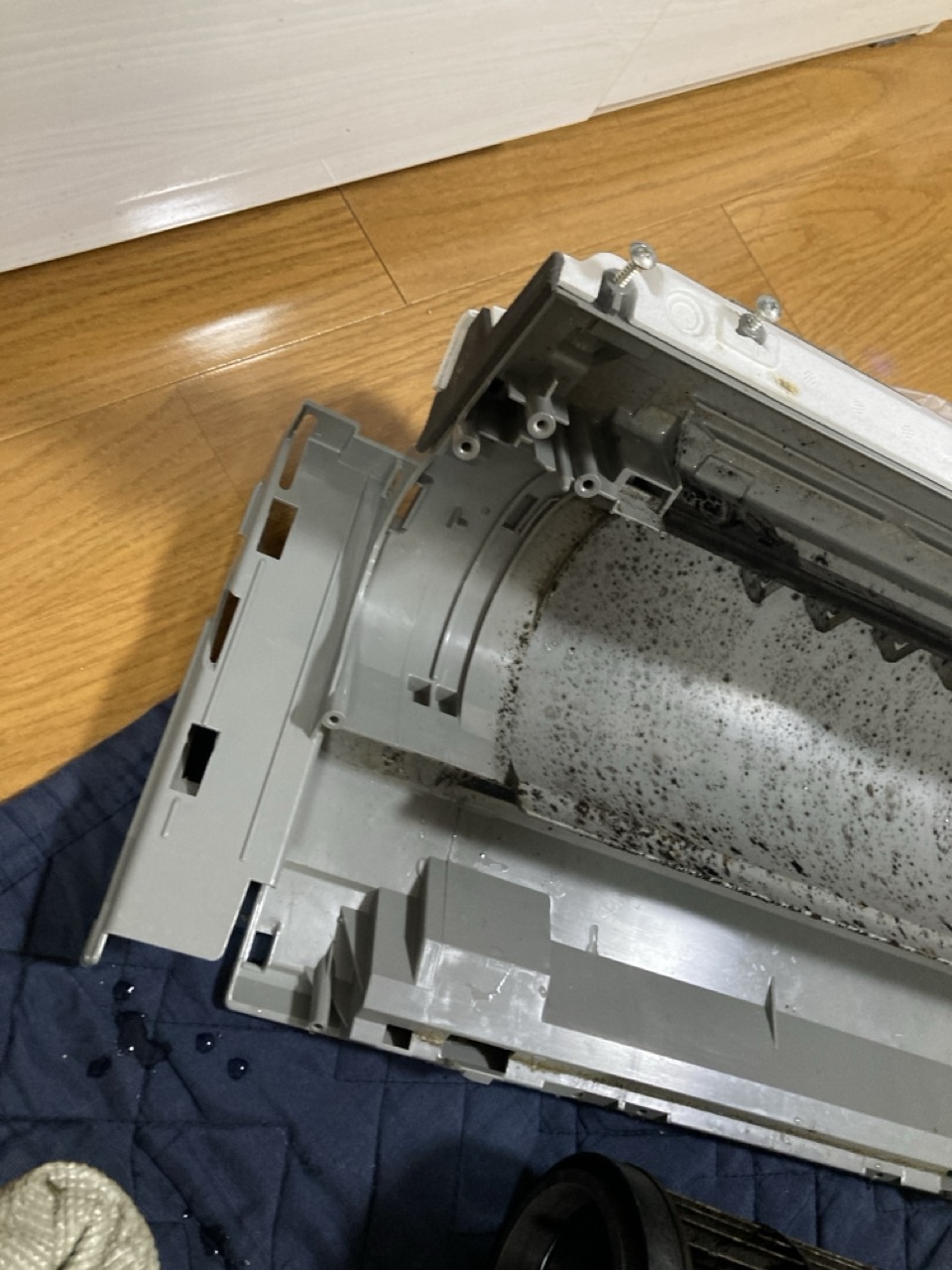 エアコン内部の汚れが見える状態