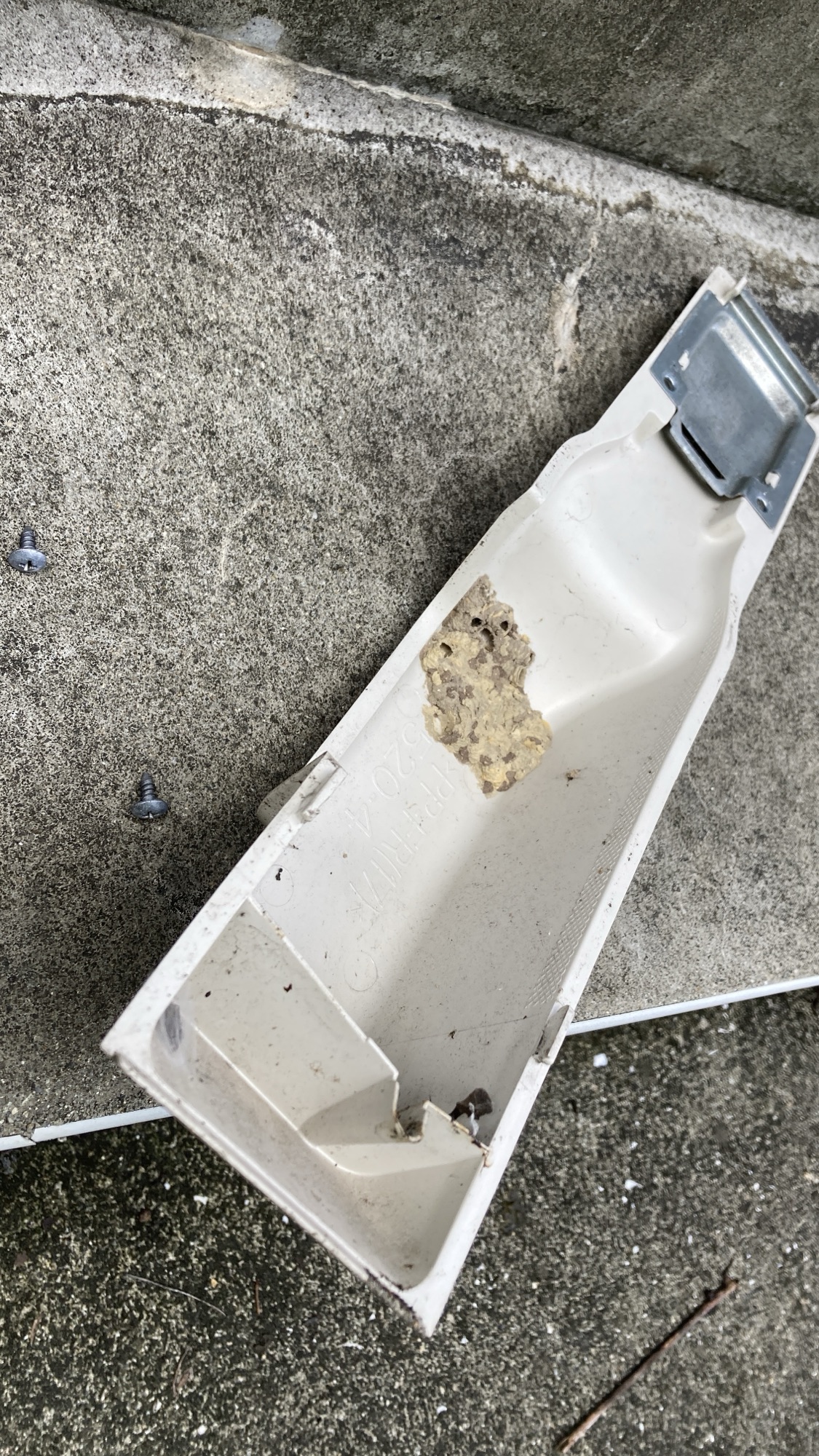 室外機内部に残っていた蜂の巣