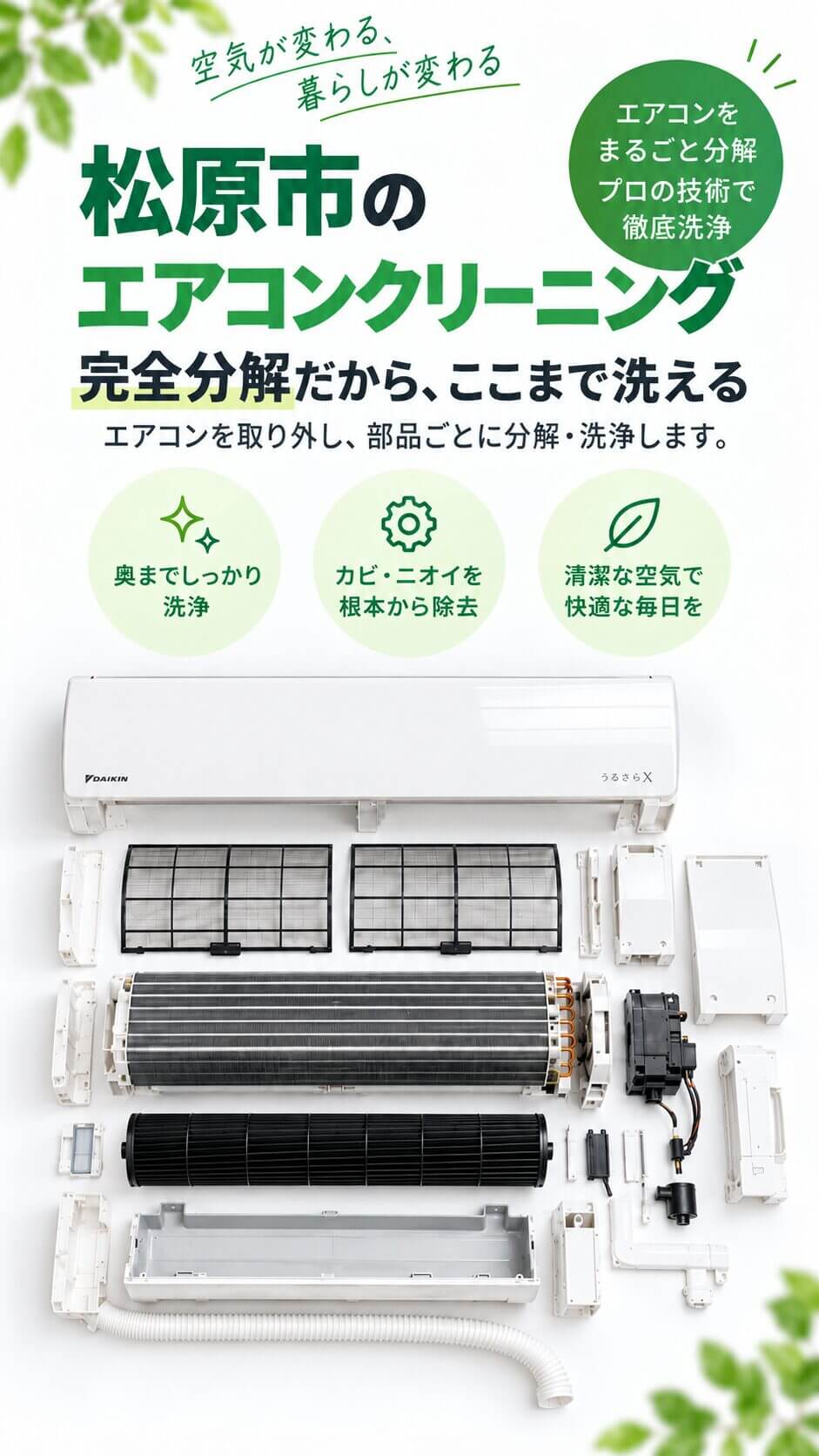 松原市のエアコンクリーニング施工事例